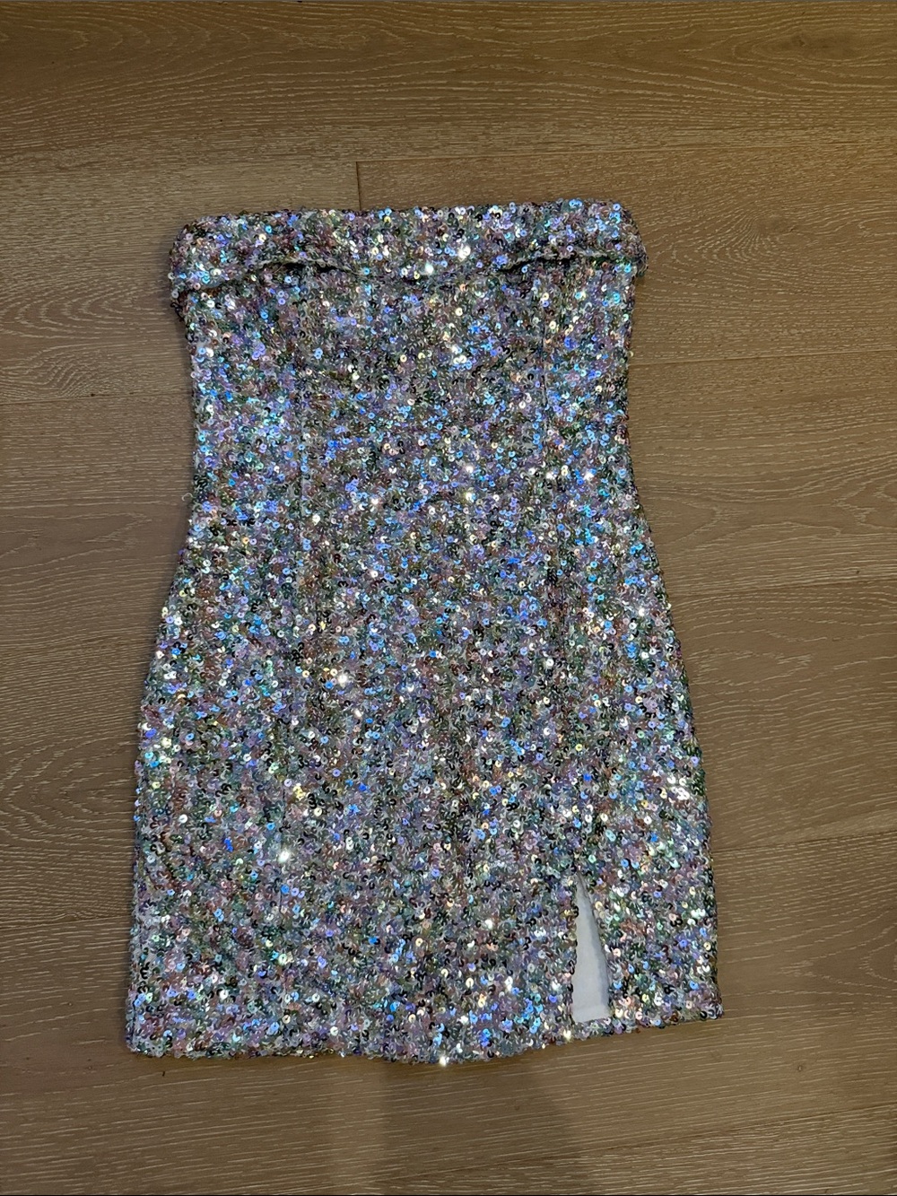 Strapless Sequin Mini Dress - Iridescent